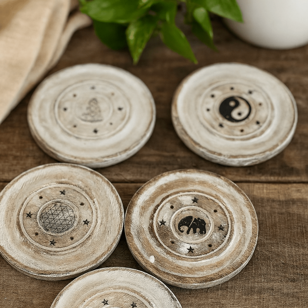 Incense Holder for Cone and Disc White Washed - SHAMTAM.COM