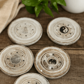 Incense Holder for Cone and Disc White Washed - SHAMTAM.COM