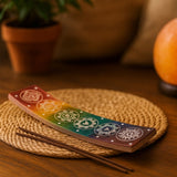 Incense Holder Soapstone Seven Chakra 26x5cm - SHAMTAM.COM