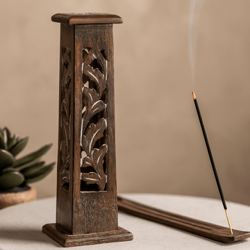 Incense Holder Tower Tapered Washed Mango Wood