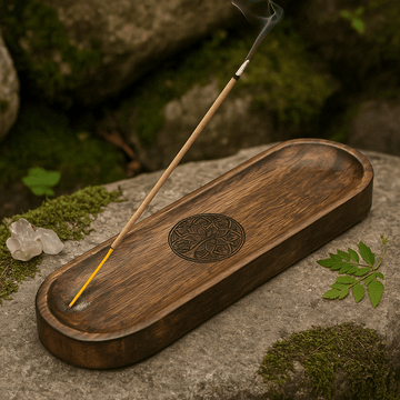 Incense Holder Tray, Wooden Oval Mandala 30x10cm