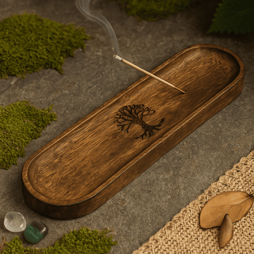 Incense Holder Wooden Tray Tree of Life 30x10cm