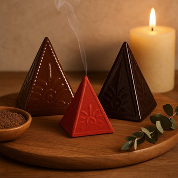 Set Stampi Piramide per Polvere d’Incenso 3 Pezzi Marrone