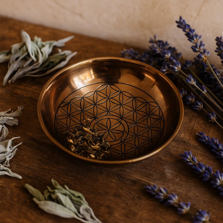 Incense Smudge Plate Copper Flower of Life - SHAMTAM.COM