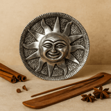 Incense Stick Holder Sun Design Polished Aluminium 9cm - SHAMTAM.COM