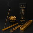 Satya Buddha Incense Sticks - Black & Gold Lotus Design with Buddha Image | Aromatic Blessings for Meditation & Relaxation - SHAMTAM.COM