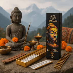 Banjara Buddha Bliss Incense Sticks - Aromatic Spiritual Relaxation with Colorful Buddha Artwork Packaging - SHAMTAM.COM