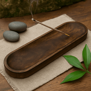 Incense Tray Mango Wood Oval 30x10cm