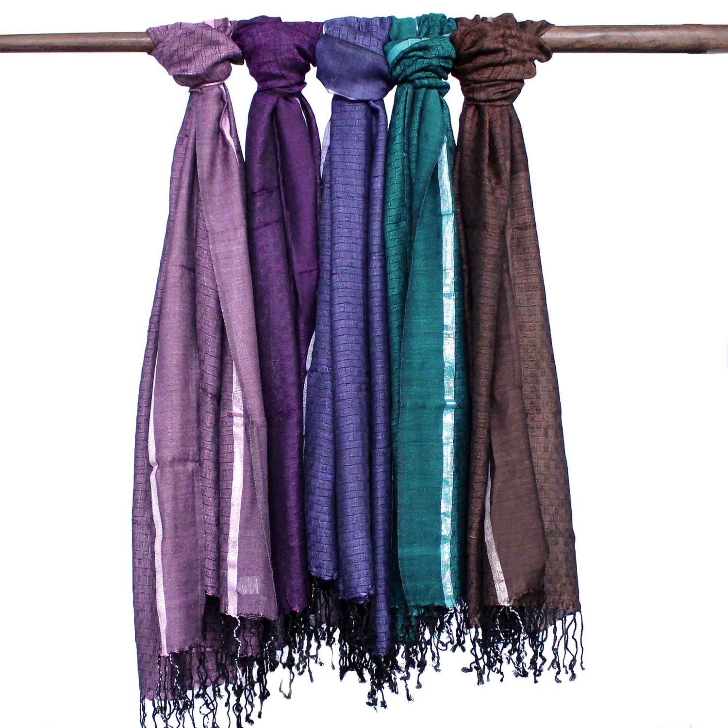 Indian Boho Cotton Scarf - Gold Thread Assorted Colors - SHAMTAM.COM
