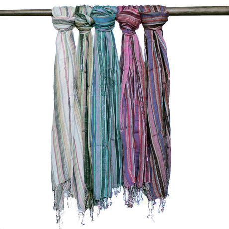 Boho Scarf Indian - 22x72cm - Random Colours With Gold Thread - SHAMTAM.COM