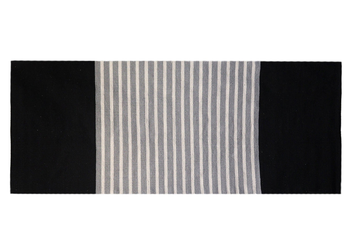 Boho Rug - Indian Cotton Black / Grey 70x170cm - SHAMTAM.COM