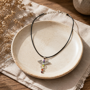 Indian Devotional Pendant - Silver Plated (45cm Cord)- Angel Chakra