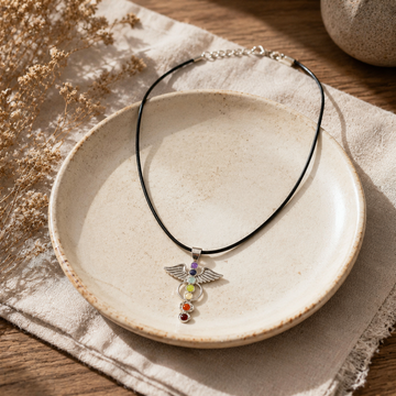 Indian Devotional Pendant - Silver Plated (45cm Cord)- Angel Chakra