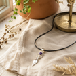 Indian Devotional Pendant - Silver Plated (45cm Cord)- Goddess Amethyst