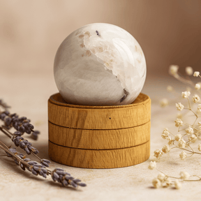 Indian Moonstone Sphere 40mm With Stand - SHAMTAM.COM