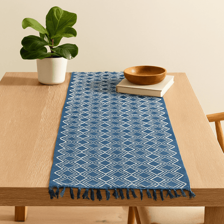 Indigo Runner 170x60cm Handmade Heerak Pattern - SHAMTAM.COM