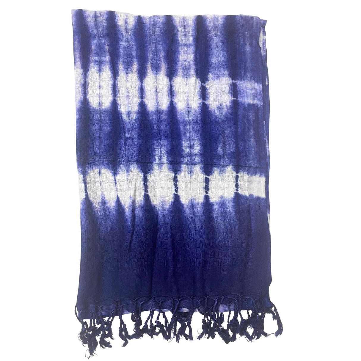 Indigo Shibori - Inspired Lightweight Scarf Wrap Shawl with Tassels - SHAMTAM.COM