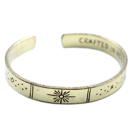 Inspiration Bracelet - Brass Snrise, Galaxy, Stars, Earth - SHAMTAM.COM