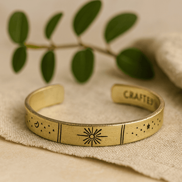 Inspirational Brass Bracelet, Galaxy Stars Earth