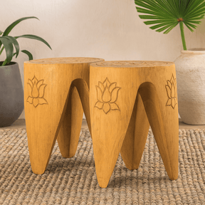 Interlocking Table and Stool Set of 2 Natural - SHAMTAM.COM