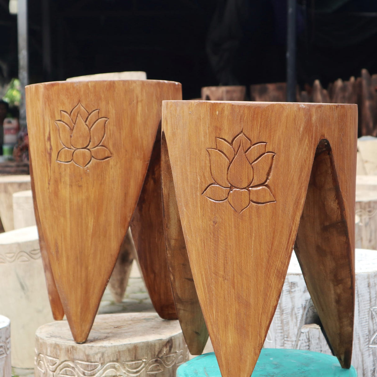 Interlocking Table/Stool set of 2 - Natural - SHAMTAM.COM