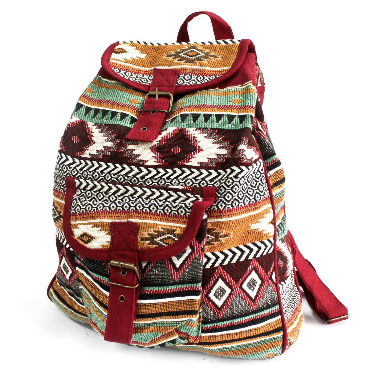 Boho Backpack Jacquard Bag - Chocolate - SHAMTAM.COM