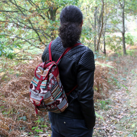 Boho Backpack Jacquard Bag - Chocolate - SHAMTAM.COM