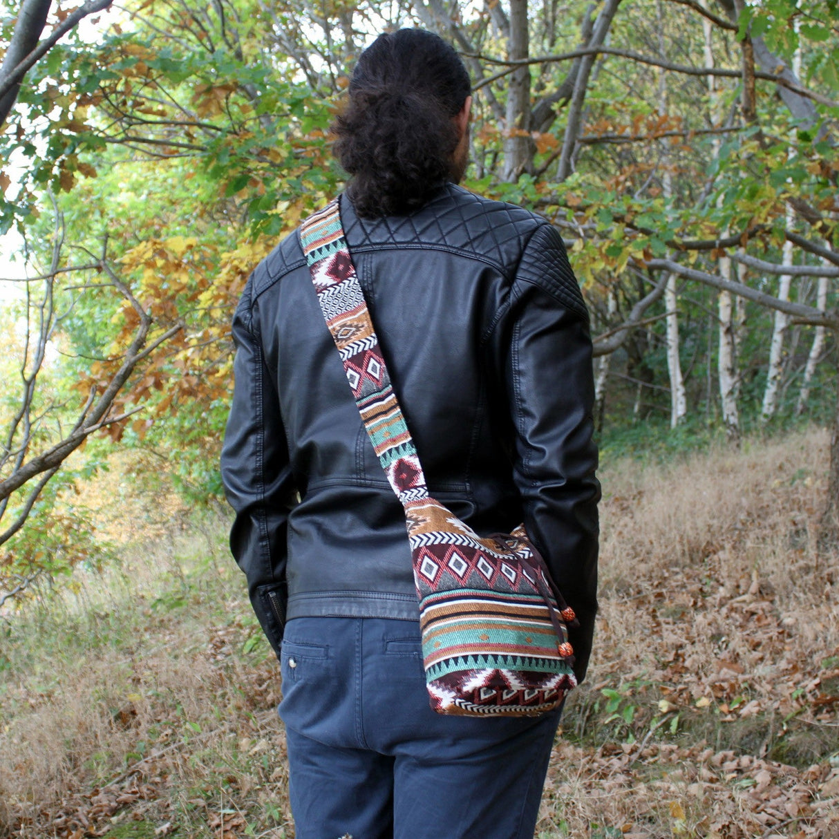 Jacquard Bag - Chocolate Sling Bag - SHAMTAM.COM