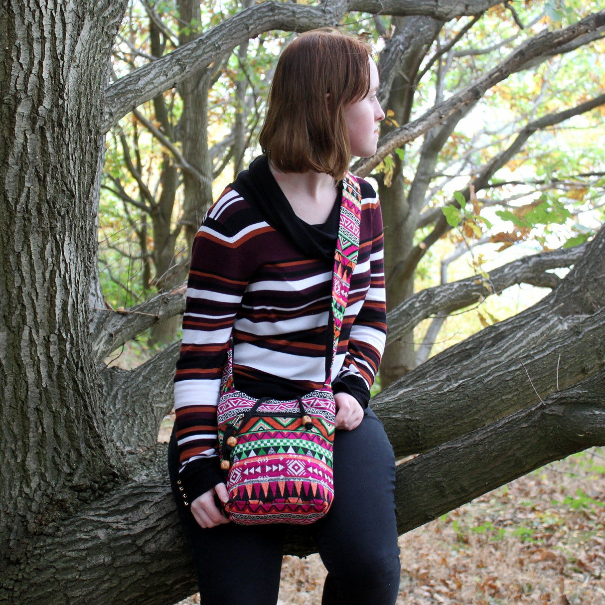 Jacquard Bag - Pink Sling Bag - SHAMTAM.COM