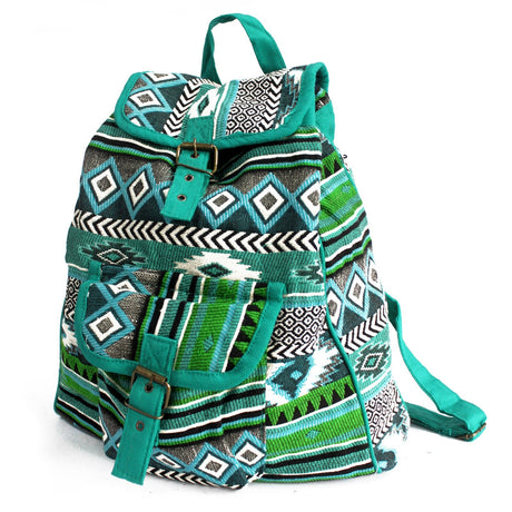 Boho Backpack Jacquard Bag - Teal - SHAMTAM.COM