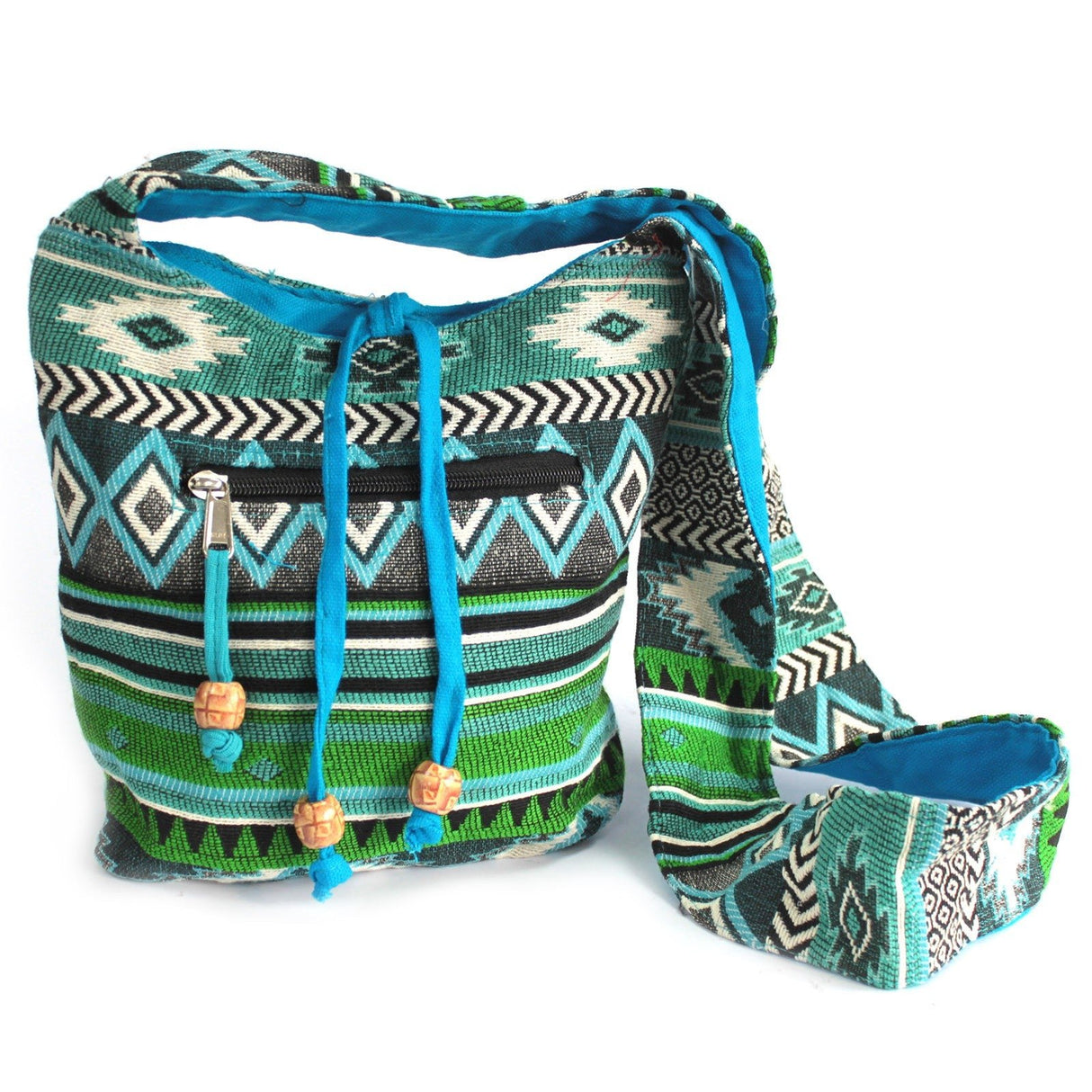 Jacquard Bag - Teal Sling Bag - SHAMTAM.COM