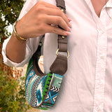 Jacquard Hobo Bag - Bold Greens (brown strap) - SHAMTAM.COM