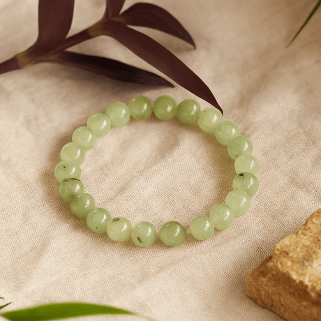 Jade Beaded Stretch Bracelet, 8mm - SHAMTAM.COM