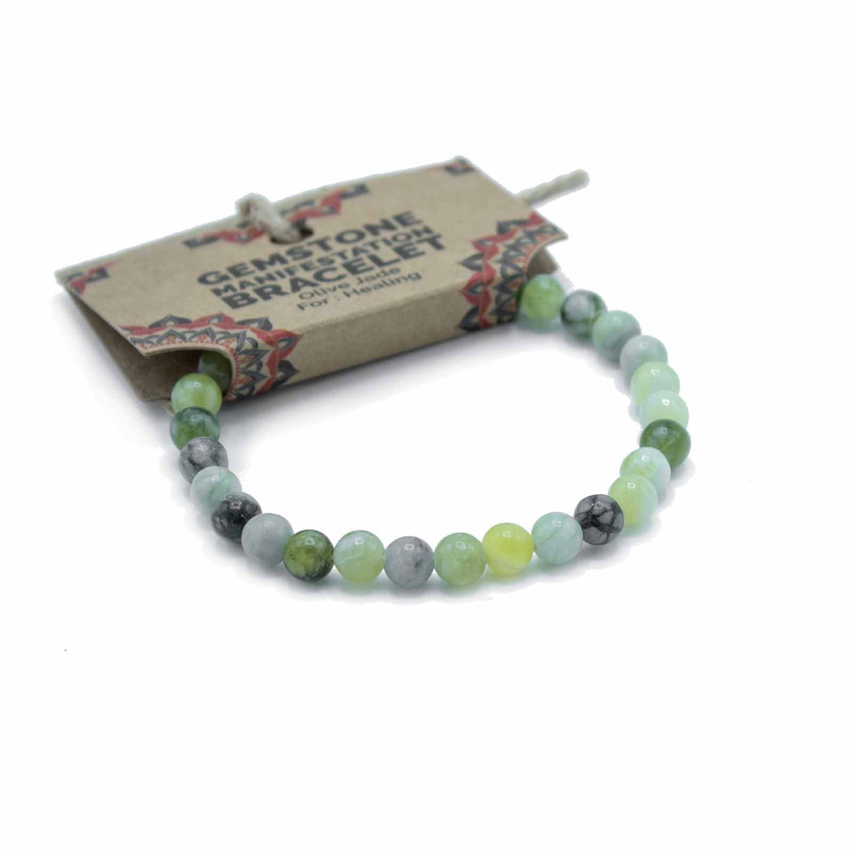Healing Bracelet - Olive Jade - Manifestation - Crystal Gemstone - SHAMTAM.COM