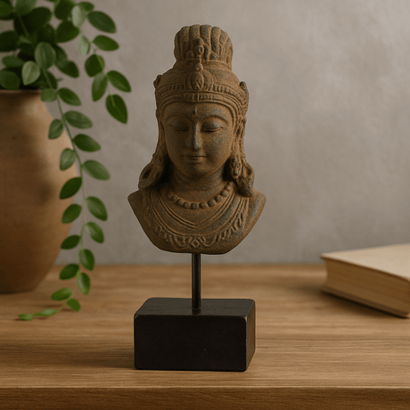 Java Princess Sculpture on Stand, Grey - SHAMTAM.COM