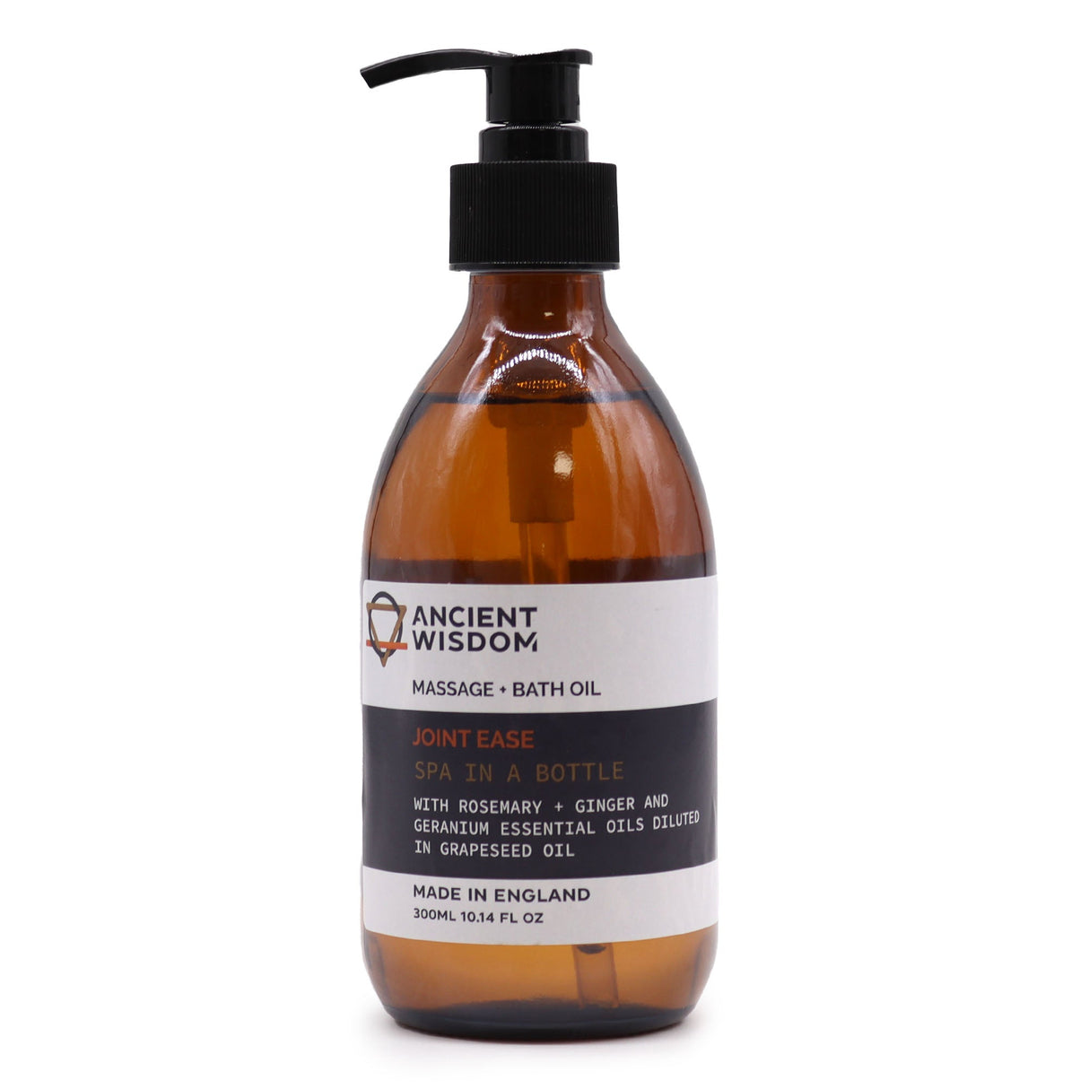 Joint Ease Aromatherapy Massage & Bath Oil 300ml - Rosemary, Ginger & Geranium by Ancient Wisdom, Made in England - SHAMTAM.COM