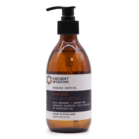 Joint Ease Aromatherapy Massage & Bath Oil 300ml - Rosemary, Ginger & Geranium by Ancient Wisdom, Made in England - SHAMTAM.COM