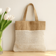 Jute and Cotton Tote Bag, Natural - SHAMTAM.COM