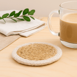 Jute Cotton Coasters Set of 4 Ivory Border - SHAMTAM.COM