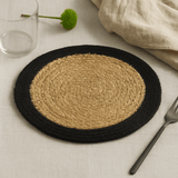 Jute Cotton Placemat 30cm, Black Border - SHAMTAM.COM