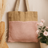 Jute Cotton Tote Bag, Rose - SHAMTAM.COM
