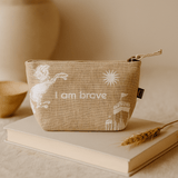 Jute Makeup Bag I Am Brave - SHAMTAM.COM
