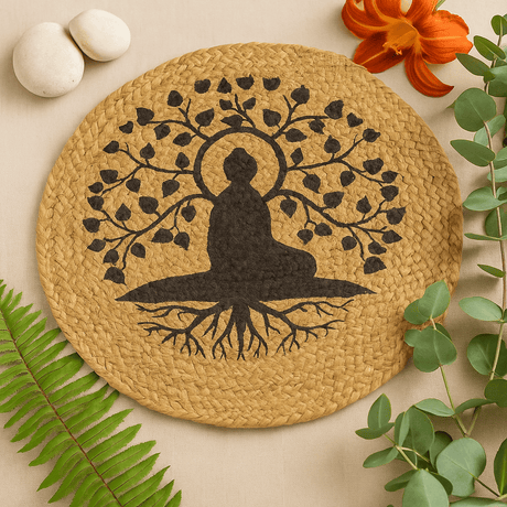 Jute Placemat 30cm Bodhi Tree Print - SHAMTAM.COM