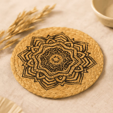 Jute Placemat - Mandala Print 30cm - SHAMTAM.COM