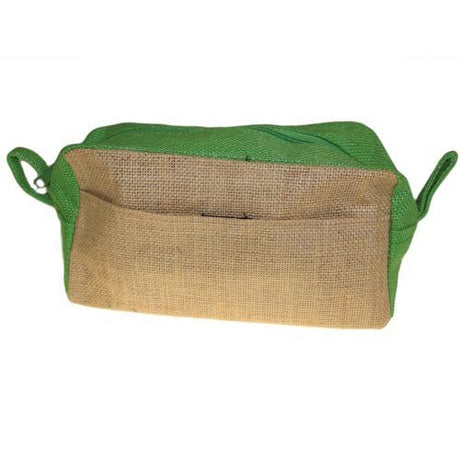 Jute Toiletry Bag - Natural & Green - SHAMTAM.COM