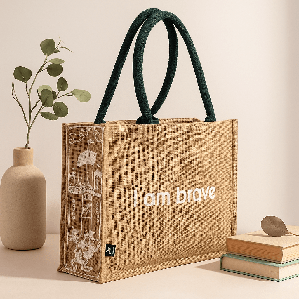 Jute Tote Bag, I Am Brave - SHAMTAM.COM