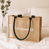 Jute Tote Bag - Moon Wolf I Am Powerful - SHAMTAM.COM
