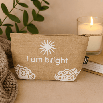 Jute Zipper Pouch I Am Bright Hop Hare