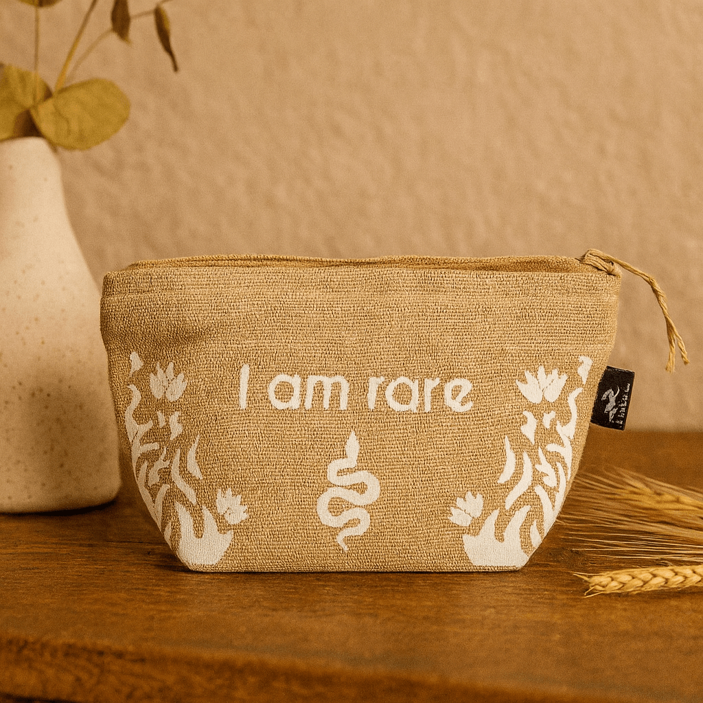 Jute Zipper Pouch I Am Rare - SHAMTAM.COM