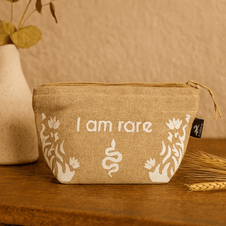 Jute Zipper Pouch I Am Rare - SHAMTAM.COM